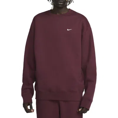 Nike Solo Swoosh Oversize Crewneck Sweatshirt In Burgundy
