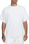 Nike Men's Solo Swoosh Short-sleeve Heavyweight Top In Birch Heather/white