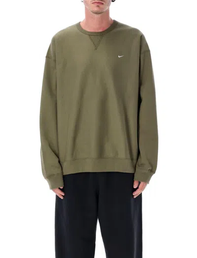 Nike Solo Swoosh Oversized Logo-embroidered Cotton-blend Jersey Sweatshirt In Green