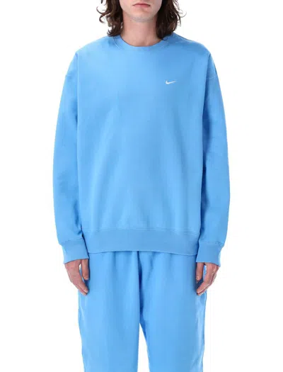 Nike Solo Swoosh Relaxed Fit Cotton Crewneck In Blue