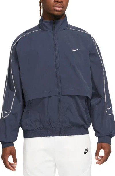 Nike Solo Swoosh Track Jacket In Thunder Blue/ White