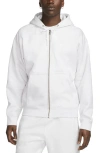 Nike Solo Swoosh Cotton Blend Zip Hoodie In Birch Heather/ White
