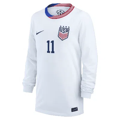 Nike Sophia Smith Uswnt 2024 Stadium Home Big Kids'  Dri-fit Long-sleeve Soccer Jersey In White