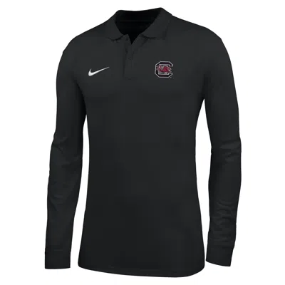 Nike South Carolina Victory  Men's Dri-fit College Long-sleeve Polo In Black