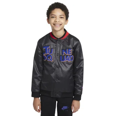 Nike Space Jam A New Legacy Dm2981-010 Jacket Kids Black Snap Front Red437