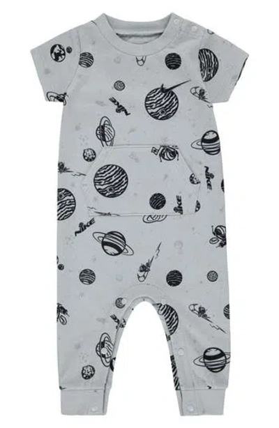 Nike Babies'  Space Swoosh Short Sleeve Romper In Gray