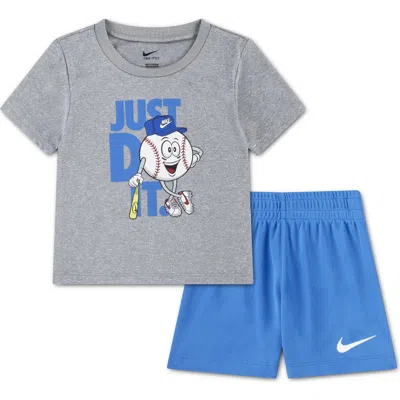 Nike Babies'  Sportball Dri-fit T-shirt & Shorts Set In Blue