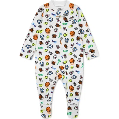 Nike Baby Boys' Sportball Printed Footed Coverall In White