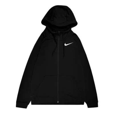 Nike Sports Training Casual Knit Hooded Zipper Jacket Black