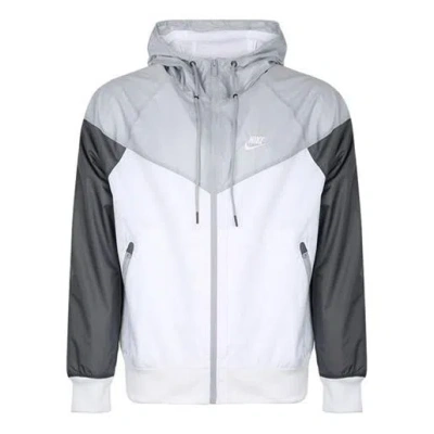 Nike Sports Windproof Colorblock Hooded Jacket Gray White Graywhite In Multi