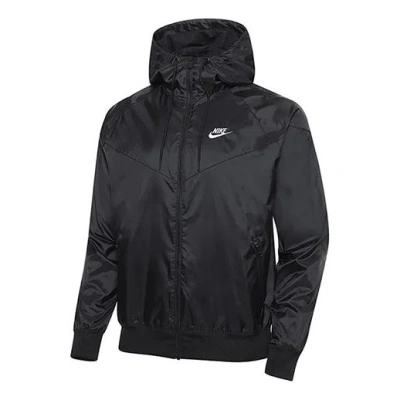 Nike Sports Zipper Hooded Windproof Jacket Black