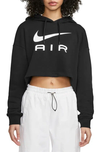 Nike Sportswear Air Fleece Graphic Hoodie In Black/ White