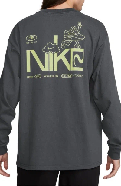 Nike Sportswear Air Oversize Long Sleeve Graphic T-shirt In Anthracite