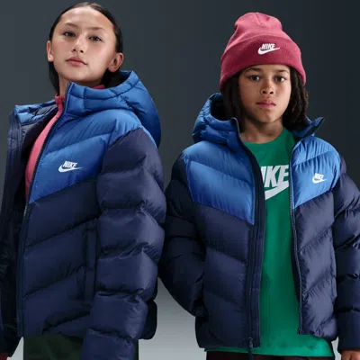 Nike Sportswear All Day Play Big Kids' Therma-fit Loose-fit Puffer Jacket In Blue