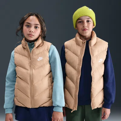 Nike Sportswear All Day Play Big Kids' Therma-fit Loose-fit Puffer Vest In Brown