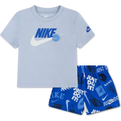 Nike Sportswear All Over Print T-shirt & Shorts Set (baby) In Blue