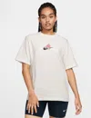 Nike Sportswear Oversize Floral Swoosh Graphic T-shirt In White