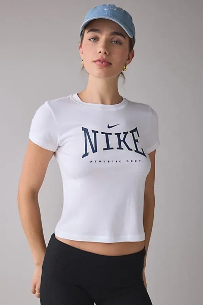 Nike Sportswear Athletic Department Graphic Crop Tee In White, Women's At Urban Outfitters