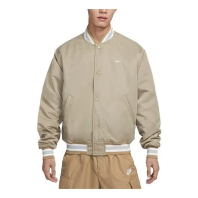 Nike Sportswear Authentics Dugout Jacket 'khaki White' In Gray
