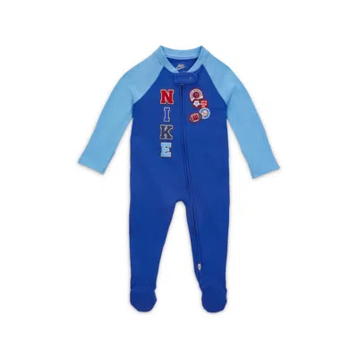 Nike Sportswear Baby (0-9m) Cotton Footed Coverall In Blue