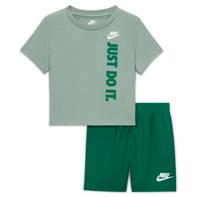 Nike Sportswear Baby "just Do It" Graphic T-shirt And Mesh Shorts Set In Green