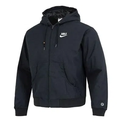 Nike Sportswear Back Graphic Hooded Zipped Jacket 'black' In Blue