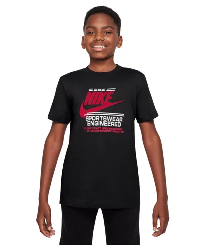 Nike Kids' Sportswear Big Boya Cotton Engineered Graphic T-shirt In Black