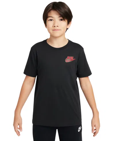 Nike Kids' Sportswear Big Boys Cotton Logo Graphic T-shirt In Black