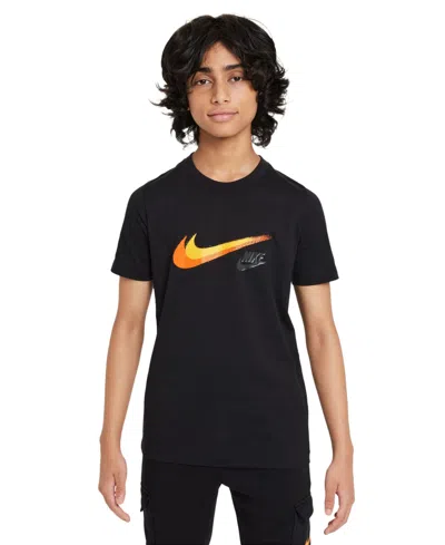 Nike Kids' Sportswear Big Boys Cotton Logo Graphic T-shirt In Black