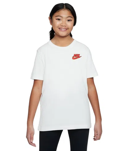 Nike Kids' Sportswear Big Boys Cotton Logo Graphic T-shirt In White