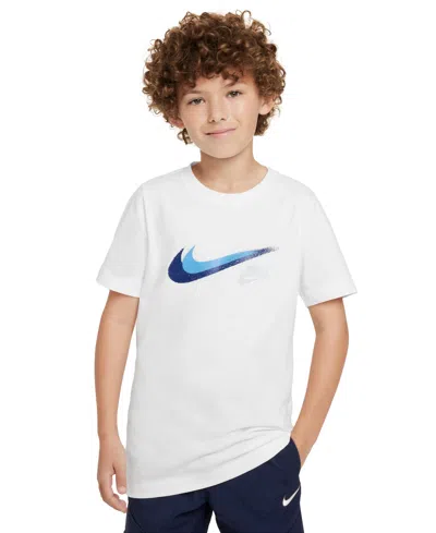 Nike Kids' Sportswear Big Boys Cotton Logo Graphic T-shirt In White