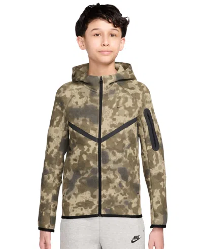 Nike Kids' Sportswear Big Boys Tech Fleece Full-zip Hoodie In Green