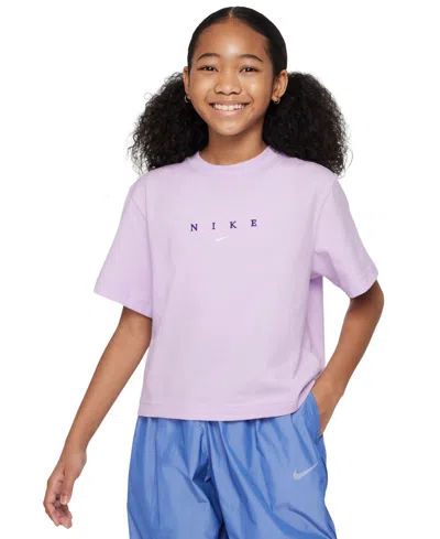 Nike Kids' Sportswear Big Girls' Boxy T-shirt In Violet Mist