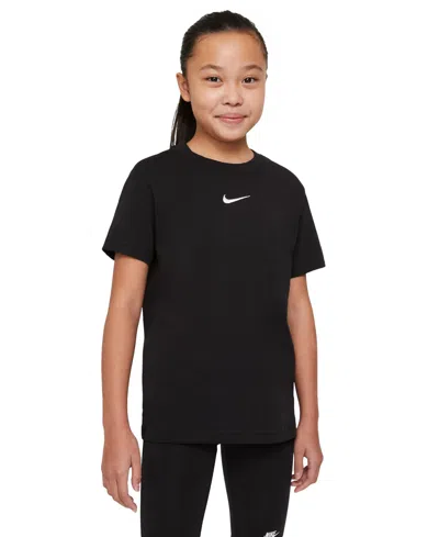 Nike Kids' Sportswear Big Girls Cotton Swoosh T-shirt In Black,white