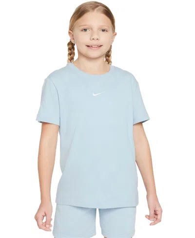 Nike Kids' Sportswear Big Girls Cotton Swoosh T-shirt In Lt Armory Blue