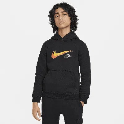 Nike Sportswear Big Kids' (boys') Fleece Pullover Graphic Hoodie In Black