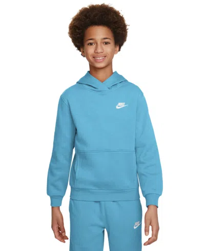 Nike Sportswear Big Kids Club Fleece Pullover Hoodie In Aqrblu,whi