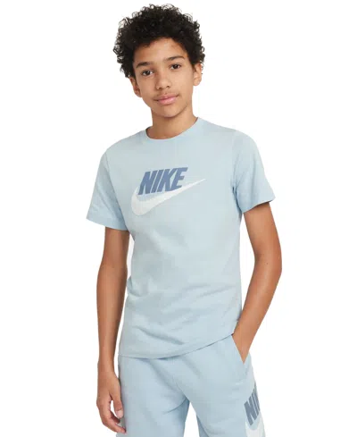 Nike Sportswear Big Kids' Cotton T-shirt In Lt Armory Blue,ashen Slate,white