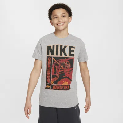 Nike Sportswear Big Kids' Crew-neck T-shirt In Grey