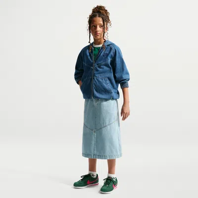 Nike Sportswear Big Kids' Denim Midi Skirt In Blue