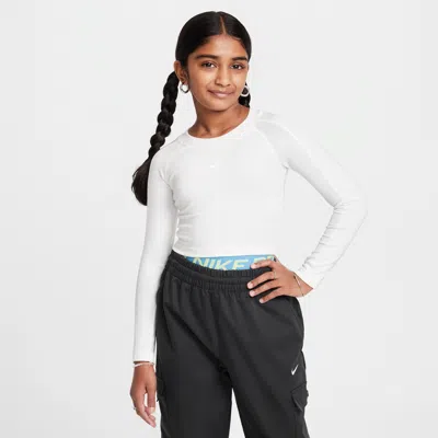 Nike Kids' Women's  Sportswear Girls' Cropped Long-sleeve Top In Sail/white