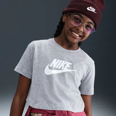 Nike Sportswear Big Kids' (girls') Cropped T-shirt In Gray