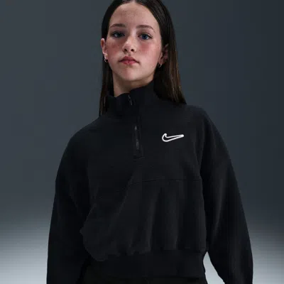 Nike Sportswear Big Kids' (girls') Long-sleeve Fleece Top In Black
