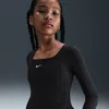 Nike Sportswear Big Kids' (girls') Long-sleeve Square-neck Top In Black