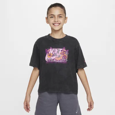 Nike Kids' Big Girls Sportswear Graphic-print Cotton T-shirt In Black