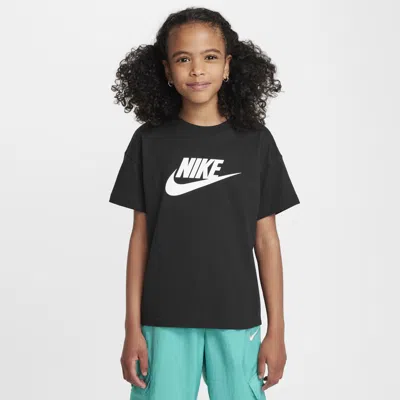 Nike Kids' Big Girls Sportswear Cotton Logo Graphic T-shirt In Black