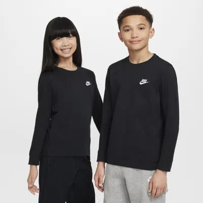 Nike Sportswear Big Kids' Long-sleeve T-shirt In Black