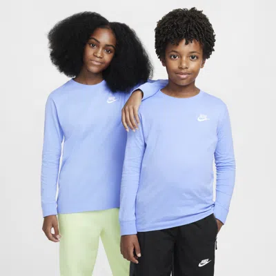 Nike Sportswear Big Kids' Long-sleeve T-shirt In Blue