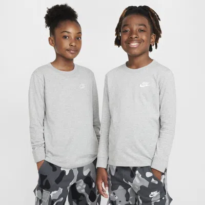 Nike Sportswear Big Kids' Long-sleeve T-shirt In Grey