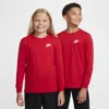 Nike Sportswear Big Kids' Long-sleeve T-shirt In Red